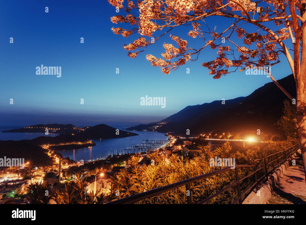 Beautiful scenery lamps and rocks along the coastal highway alon Stock Photo