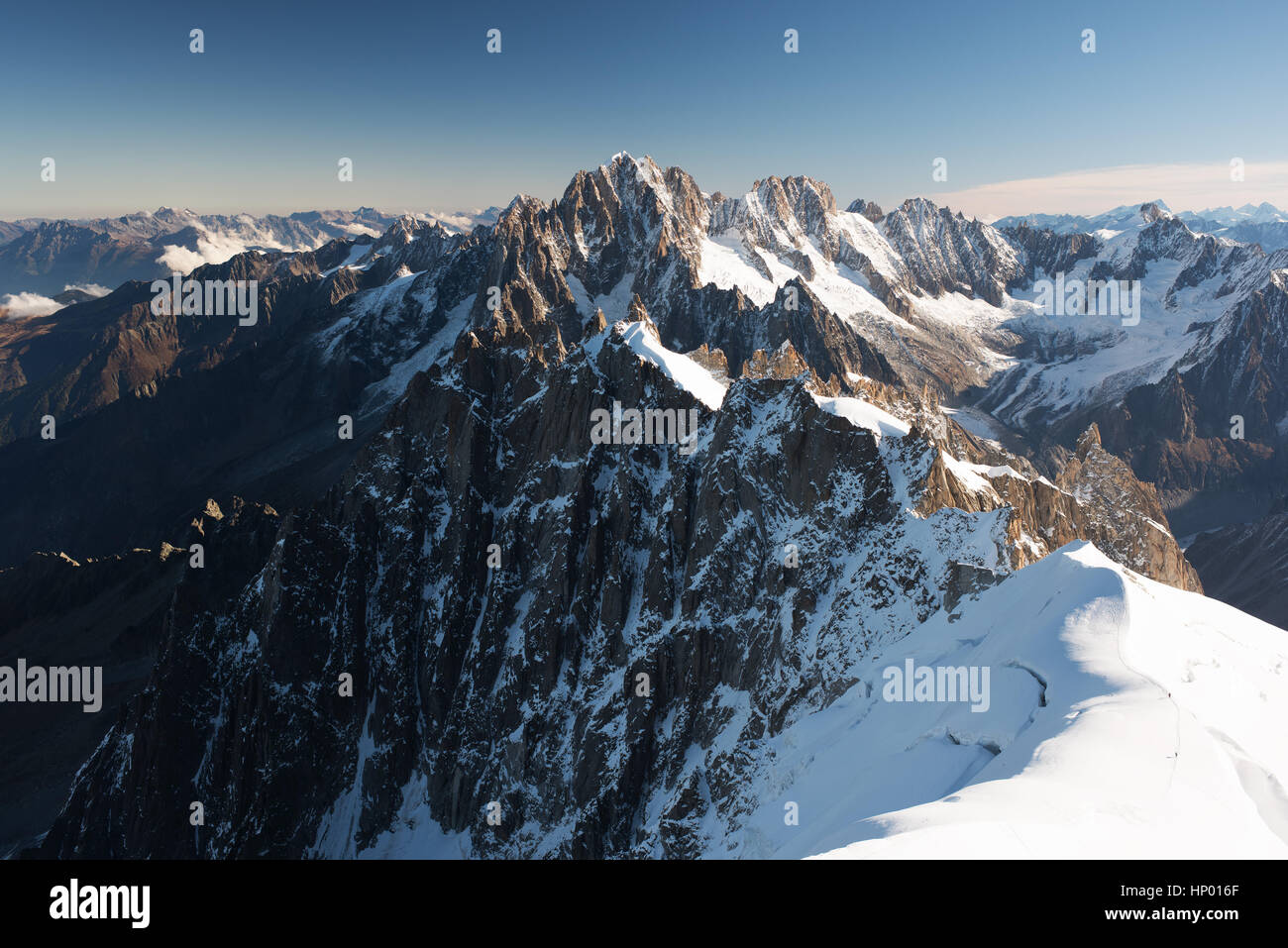 Majestic Snow Capped Mountain Peaks Stock Photo Alamy