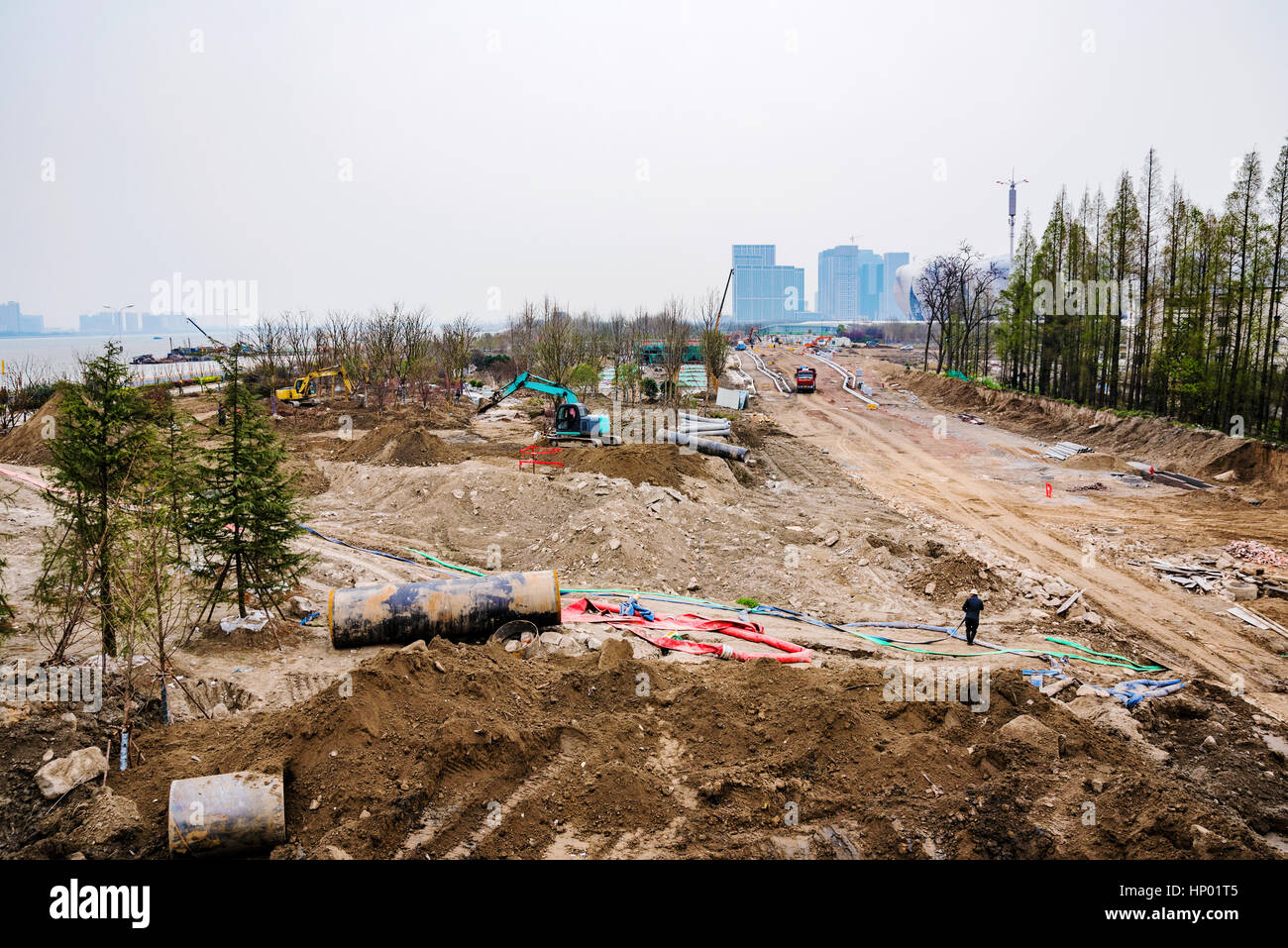 Developing area under construction in Hangzhou China Stock Photo