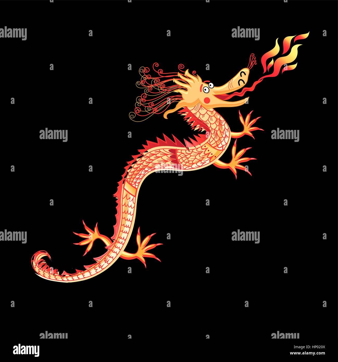 Beautiful vector dragon on a black background Stock Vector Image & Art