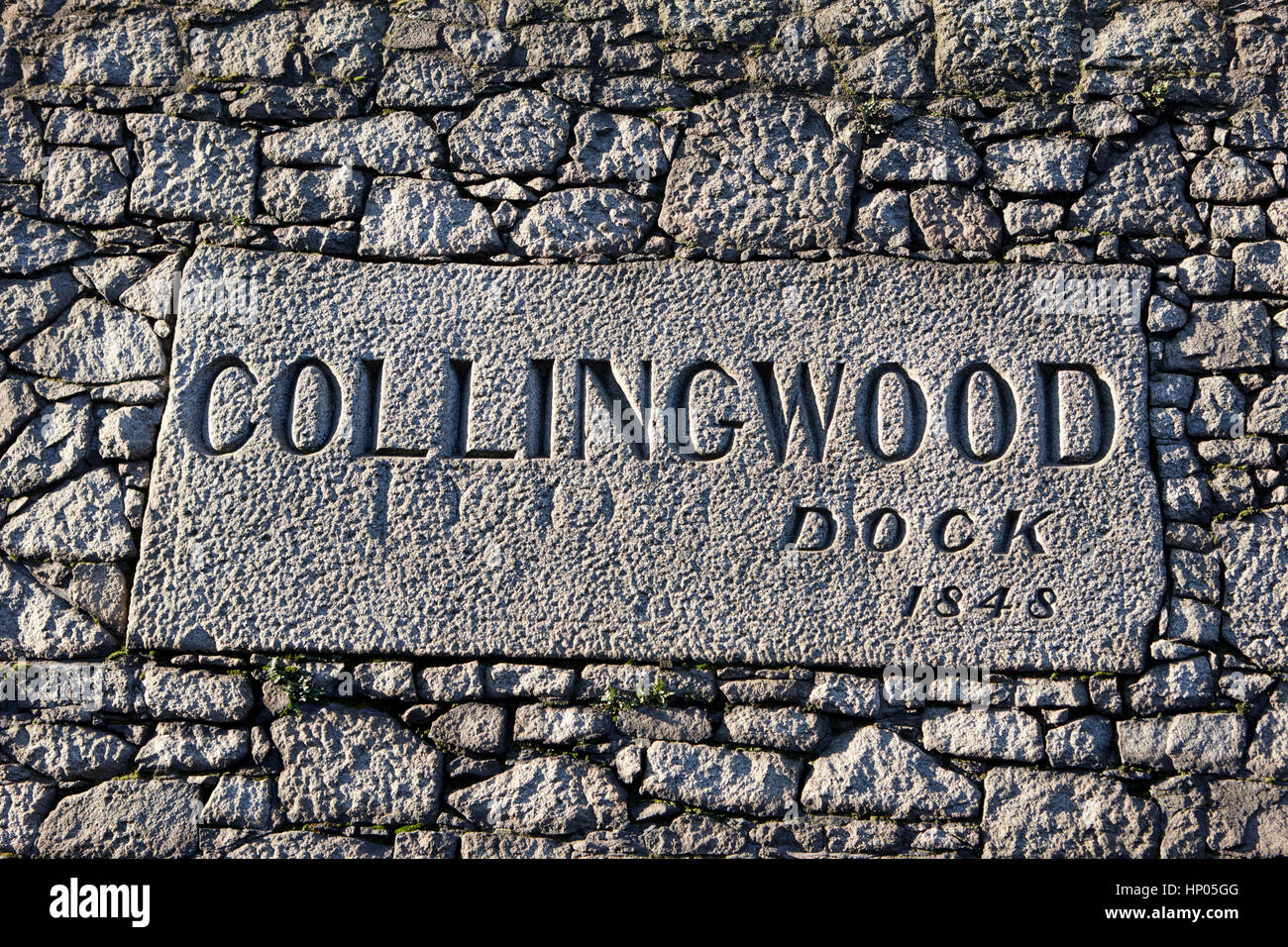 collingwood dock nameplate in the wall liverpool docks dockland uk Stock Photo