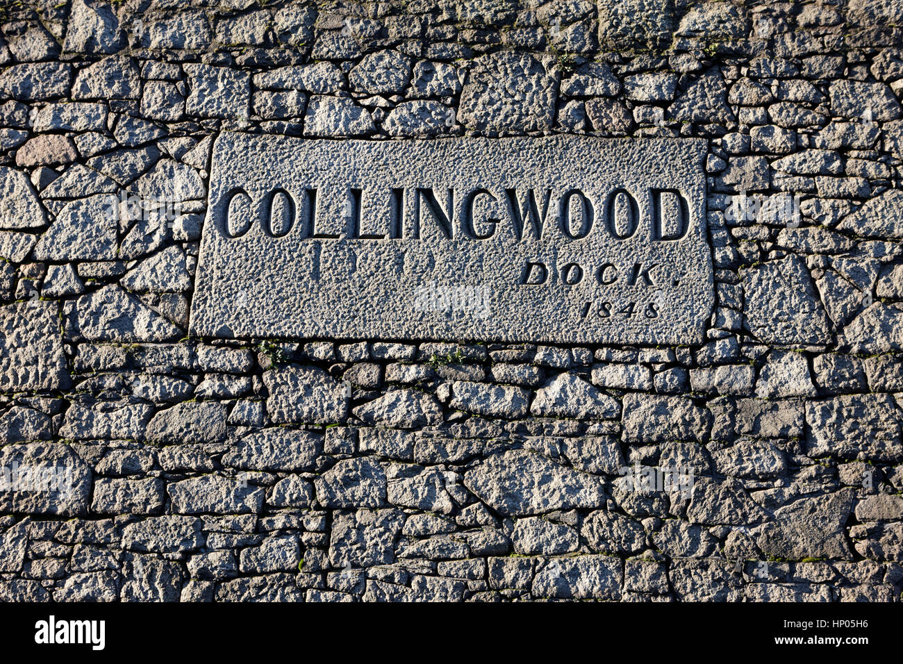 collingwood dock nameplate in the wall liverpool docks dockland uk Stock Photo