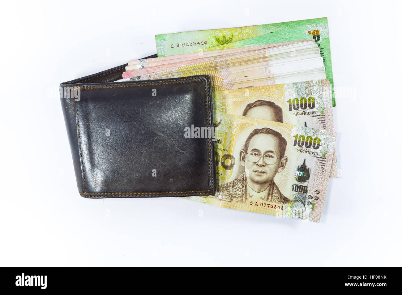 Thai Money in wallet, Thai baht Stock Photo
