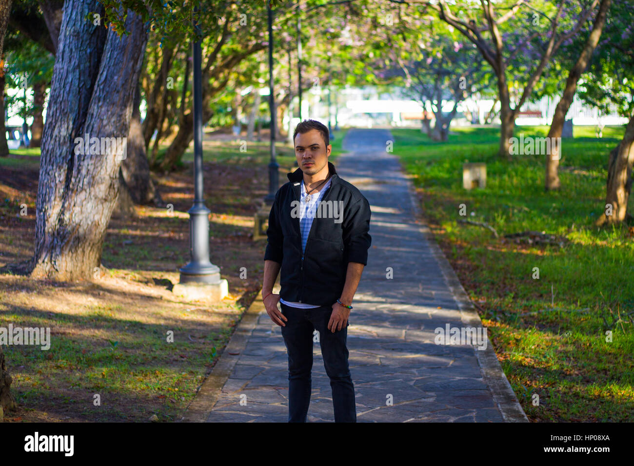 Guy at a park Stock Photo