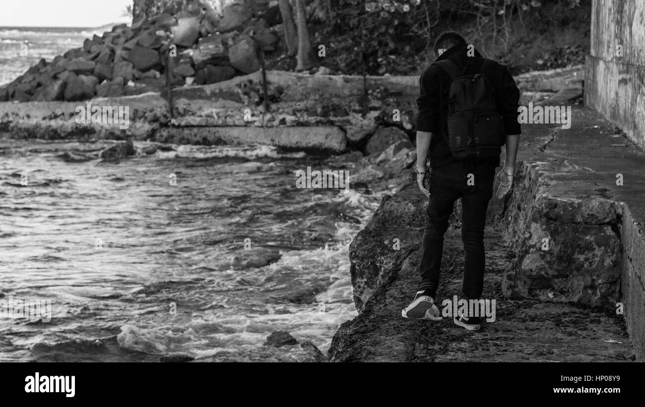 Guy near the shore Stock Photo