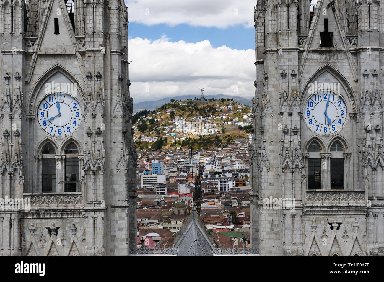 Quito - the capital of Ecuador. Quito is a beautifllly set city, packed with historical monuments and architectural treasures. The picture present vie Stock Photo