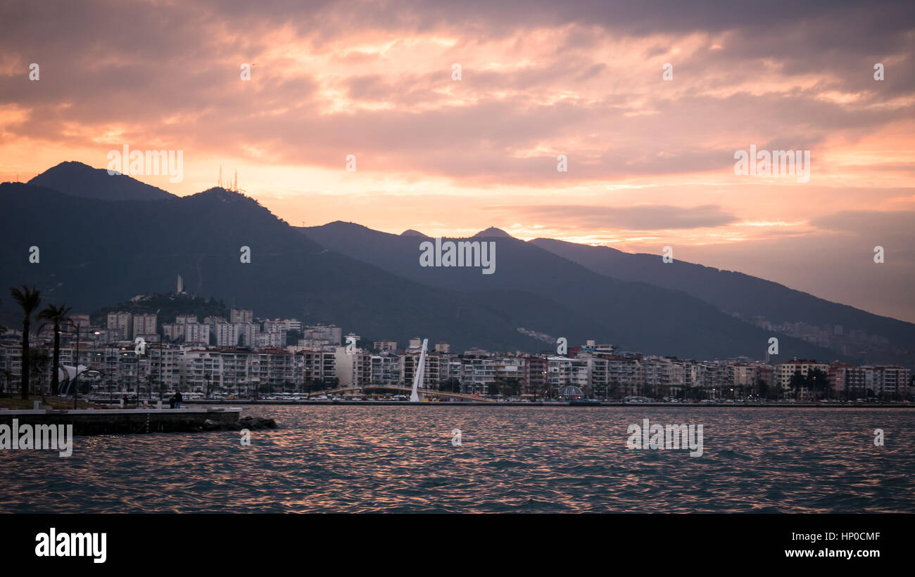 Izmir, Turkey -  February 9: View of Izmir city by the sea in Turkey on February9, 2017 Stock Photo