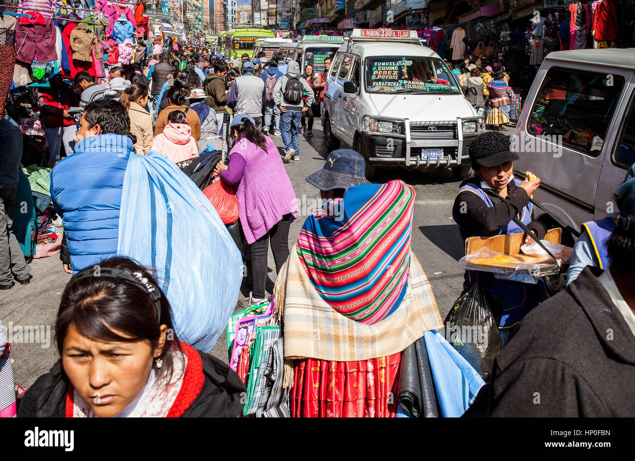 Calle Santa Cruz La Paz Bolivia Stock Photo Alamy