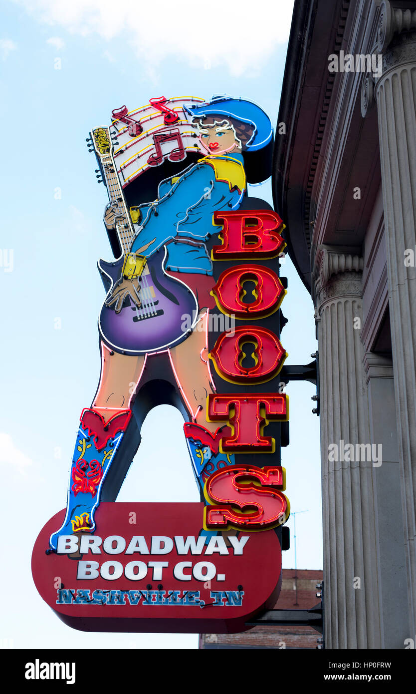 Broadway Boot Co. Sign, Nashville, Tennessee, USA Stock Photo Alamy