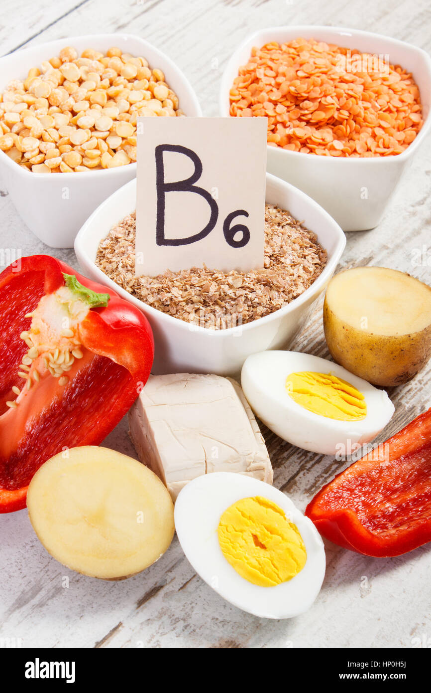 Ingredients or products containing vitamin B6 and dietary fiber, natural sources of minerals