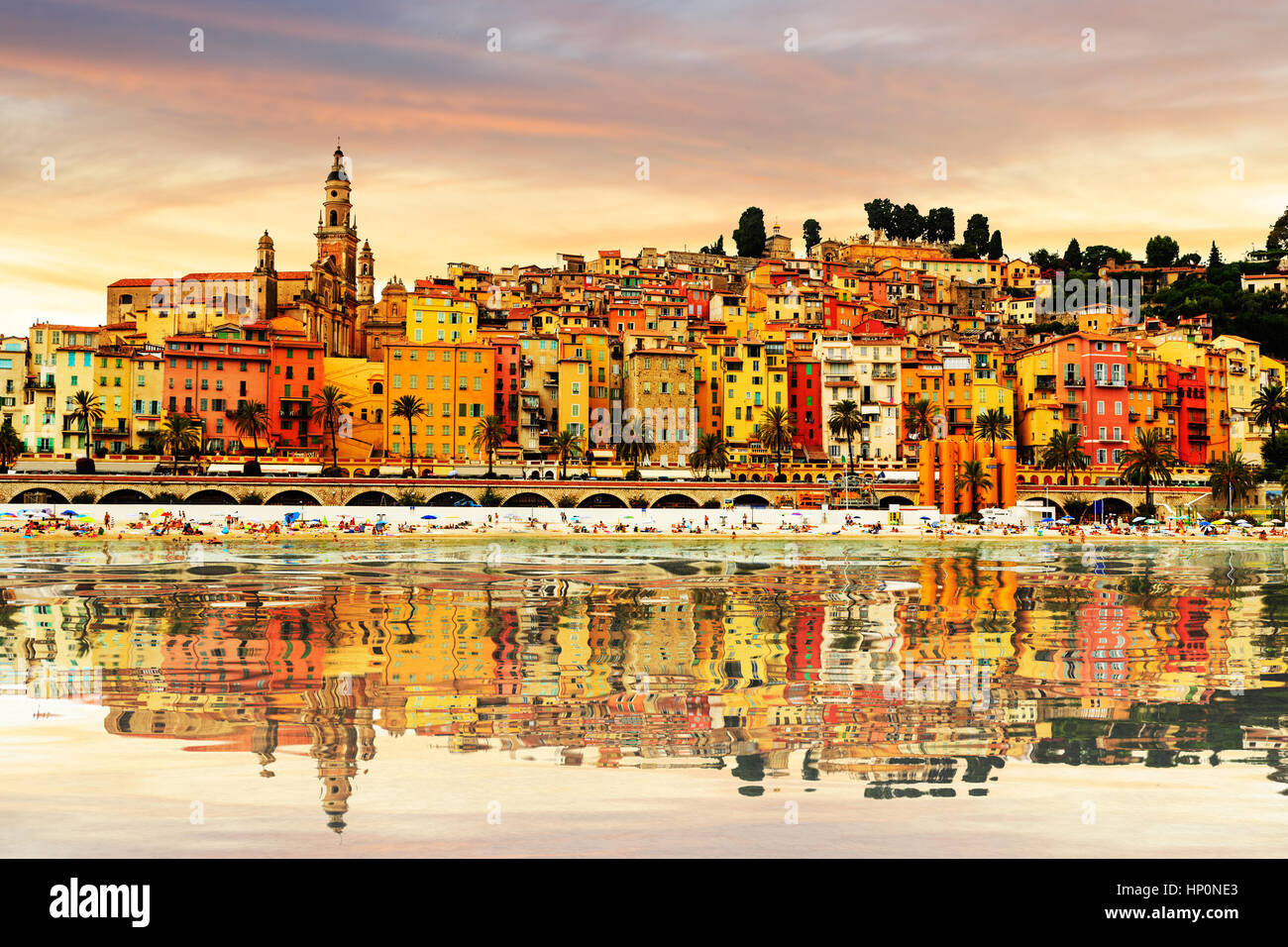 Colorful old town Menton on french Riviera, France Stock Photo Alamy