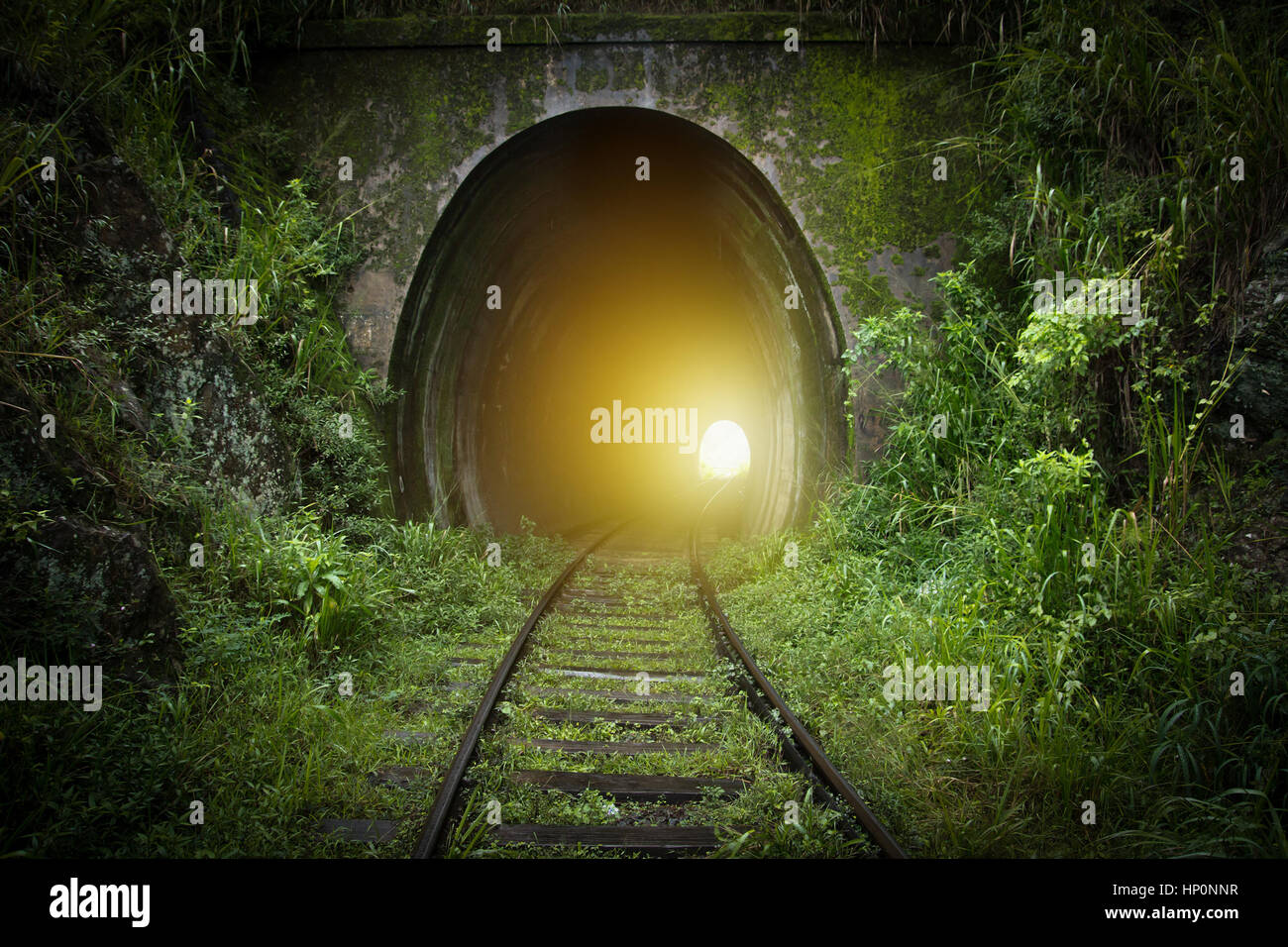 light at the end of tunnel Stock Photo