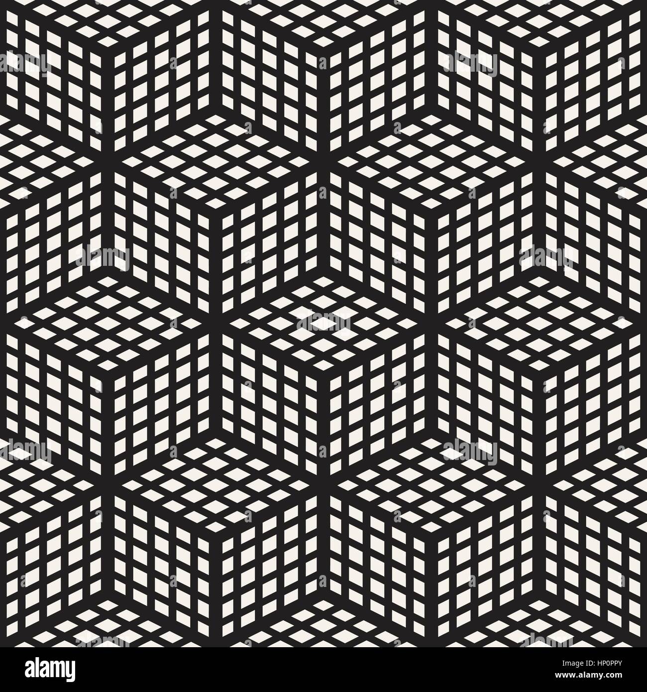 Cubic Grid Tiling Endless Stylish Texture. Vector Seamless Black and ...
