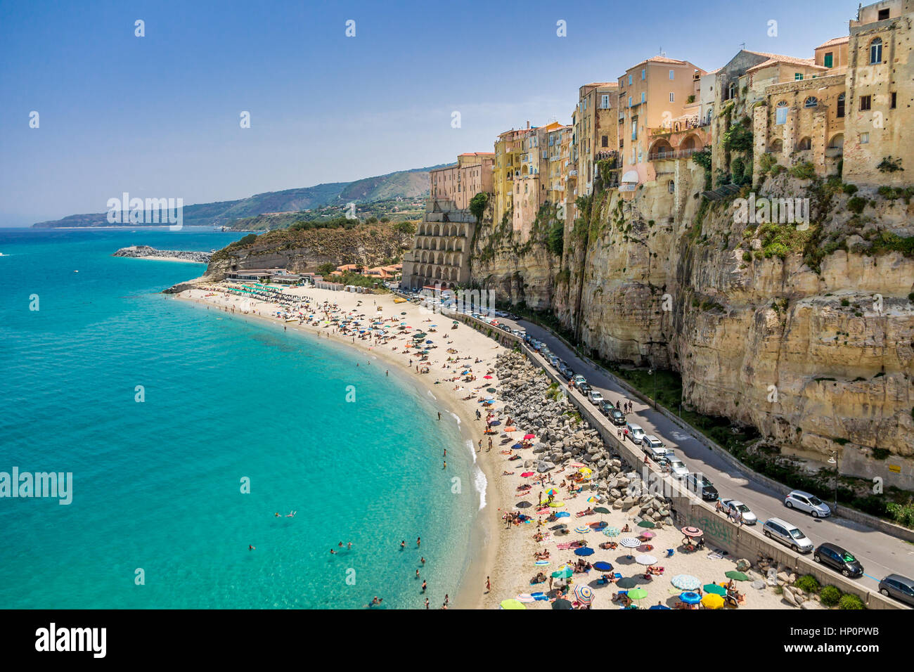 High view of Tropea town and beach - Calabria, Italy Stock Photo - Alamy