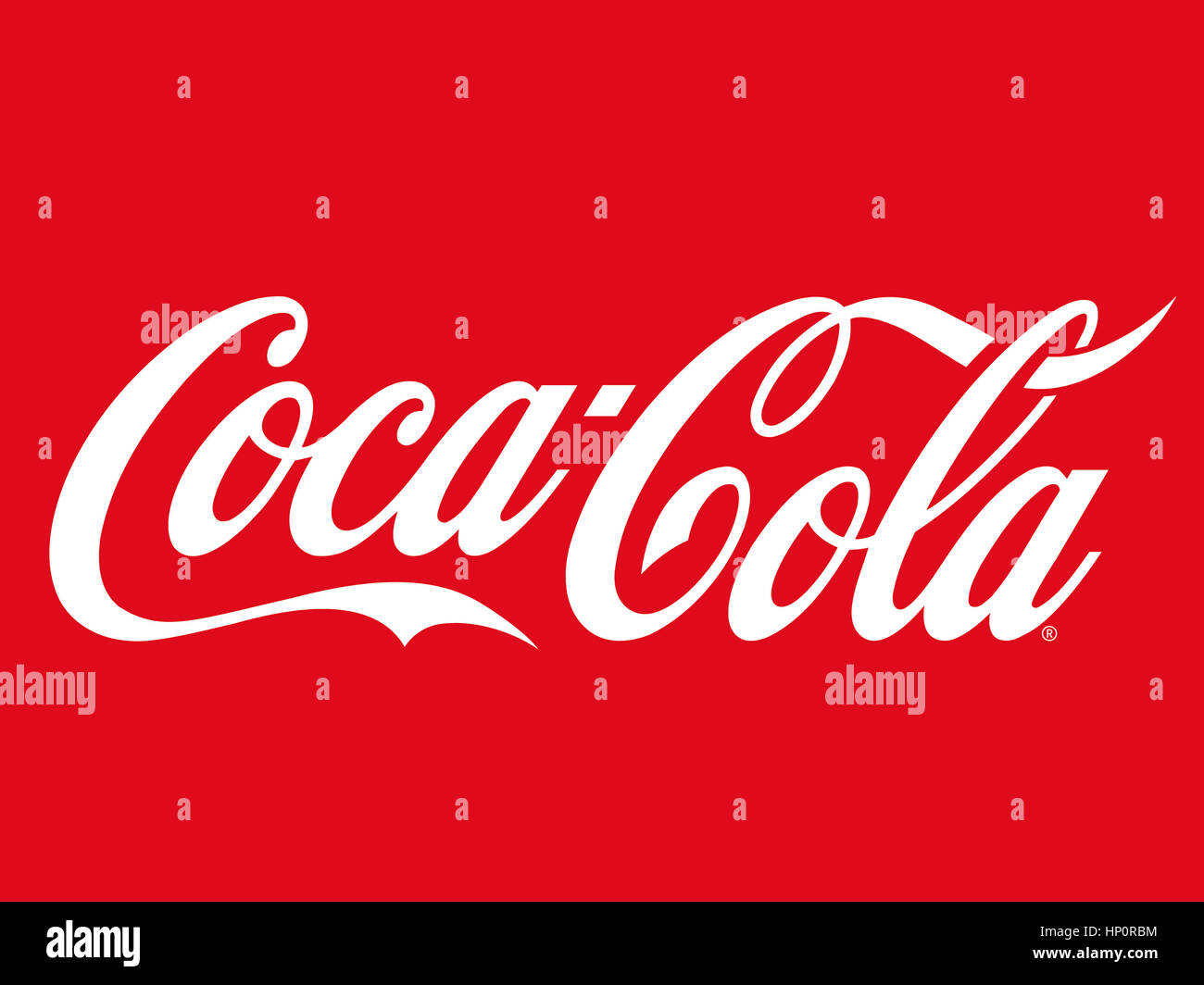 Coca Cola logo on red background Stock Photo