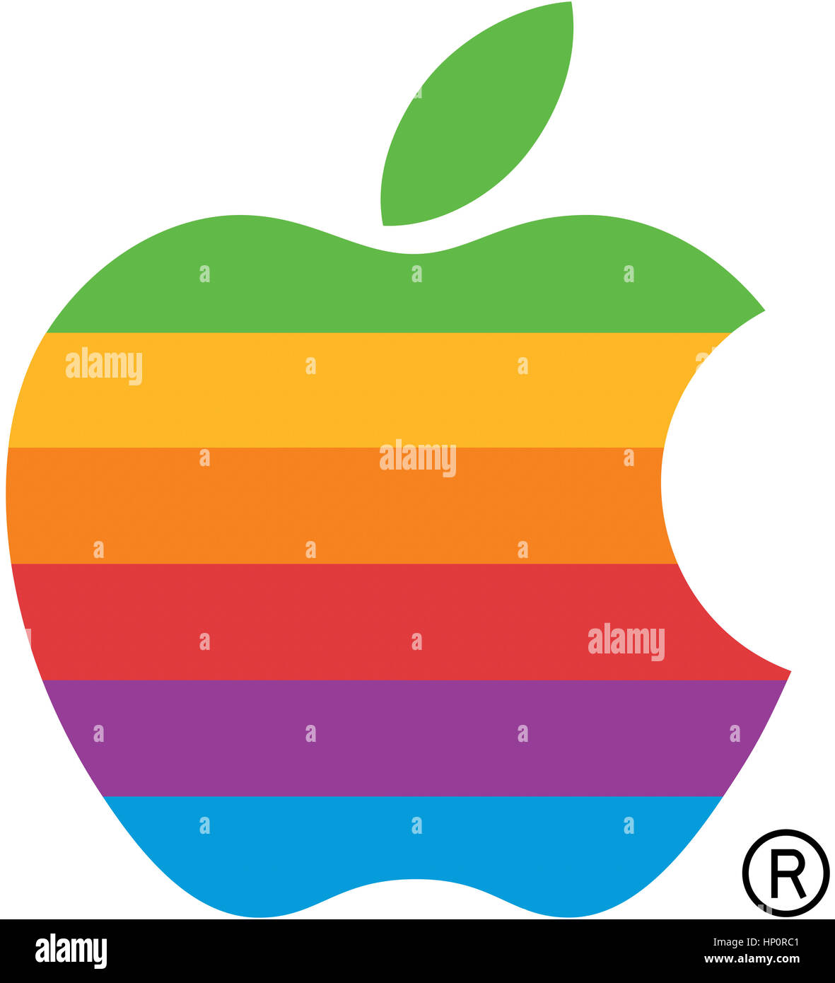 Old Apple Logo, Rainbow Stock Photo
