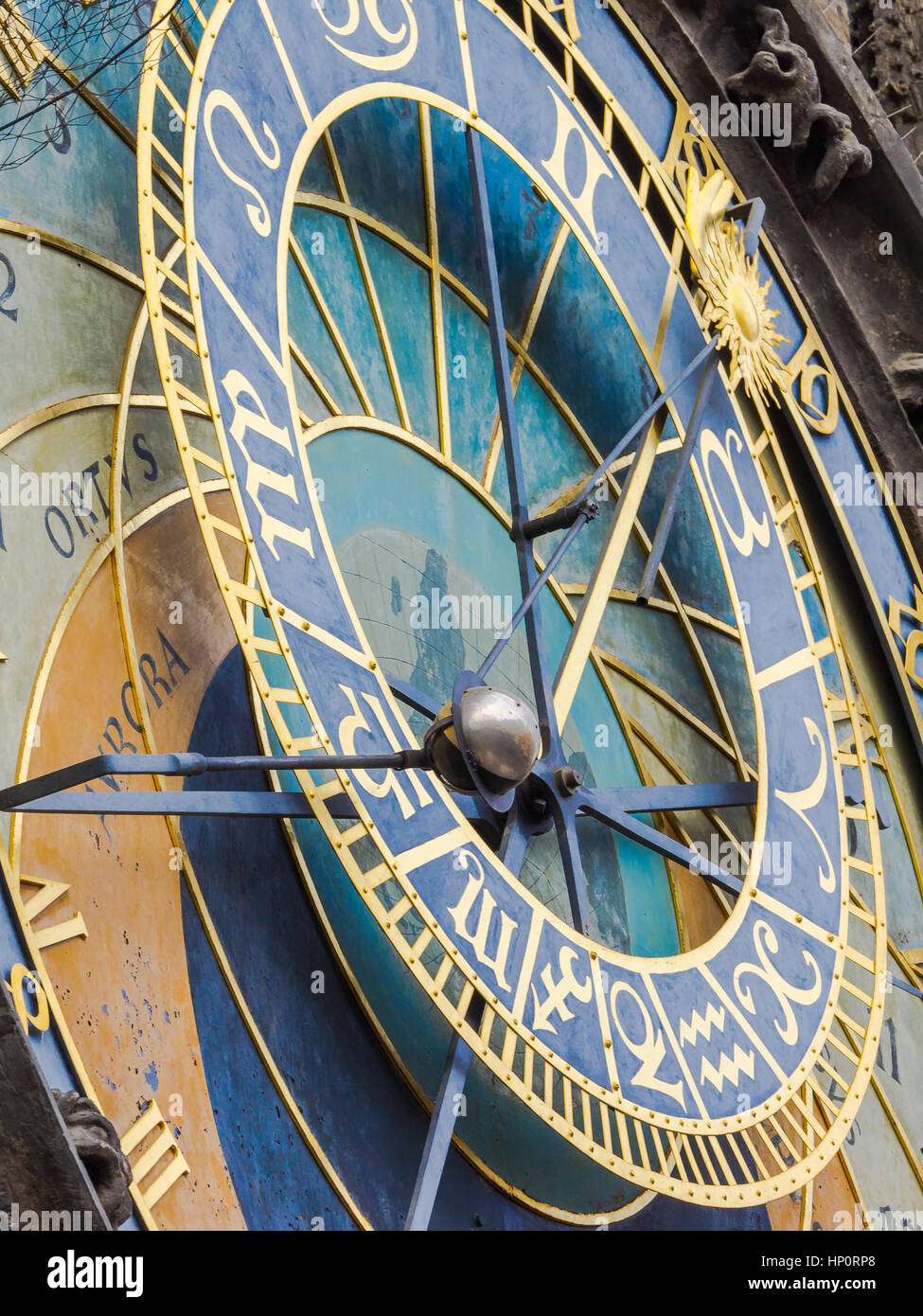 Closeup of the astronomic clock at the town hall of Prague, Czech Republic Stock Photo