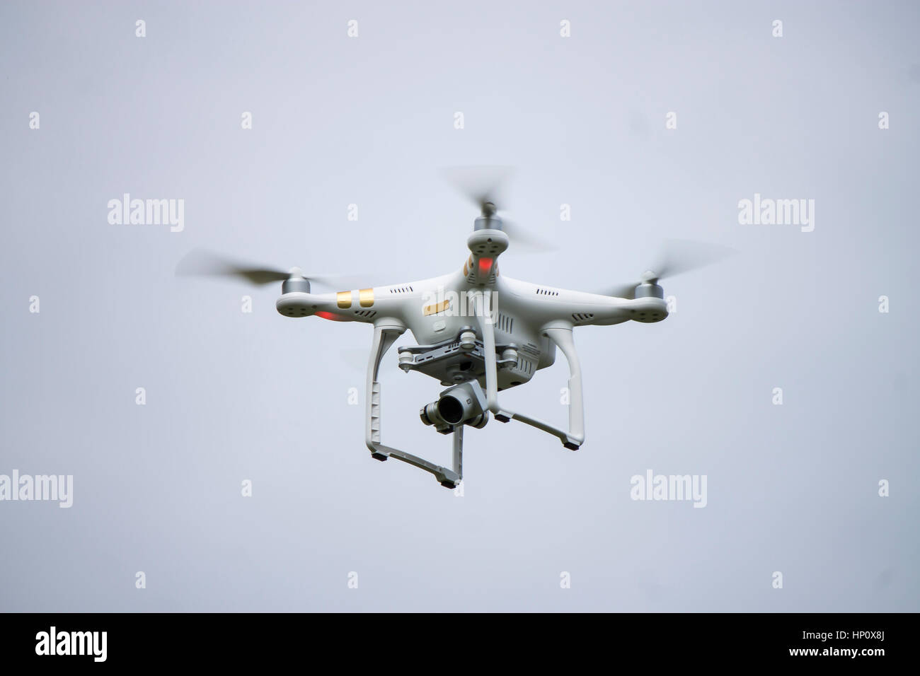Drone recording up in the sky Stock Photo