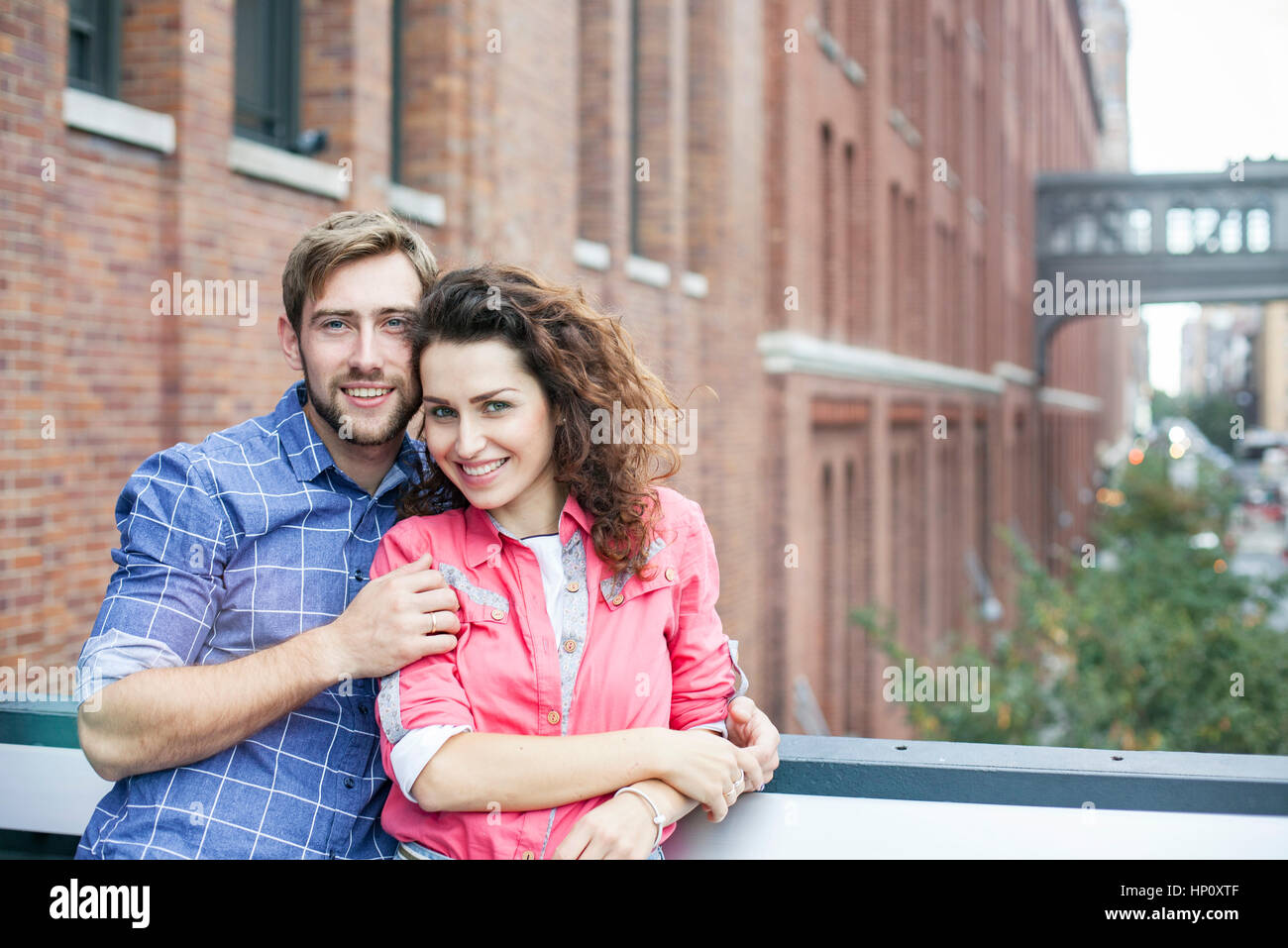 Couple together outdoors, portrait Stock Photo