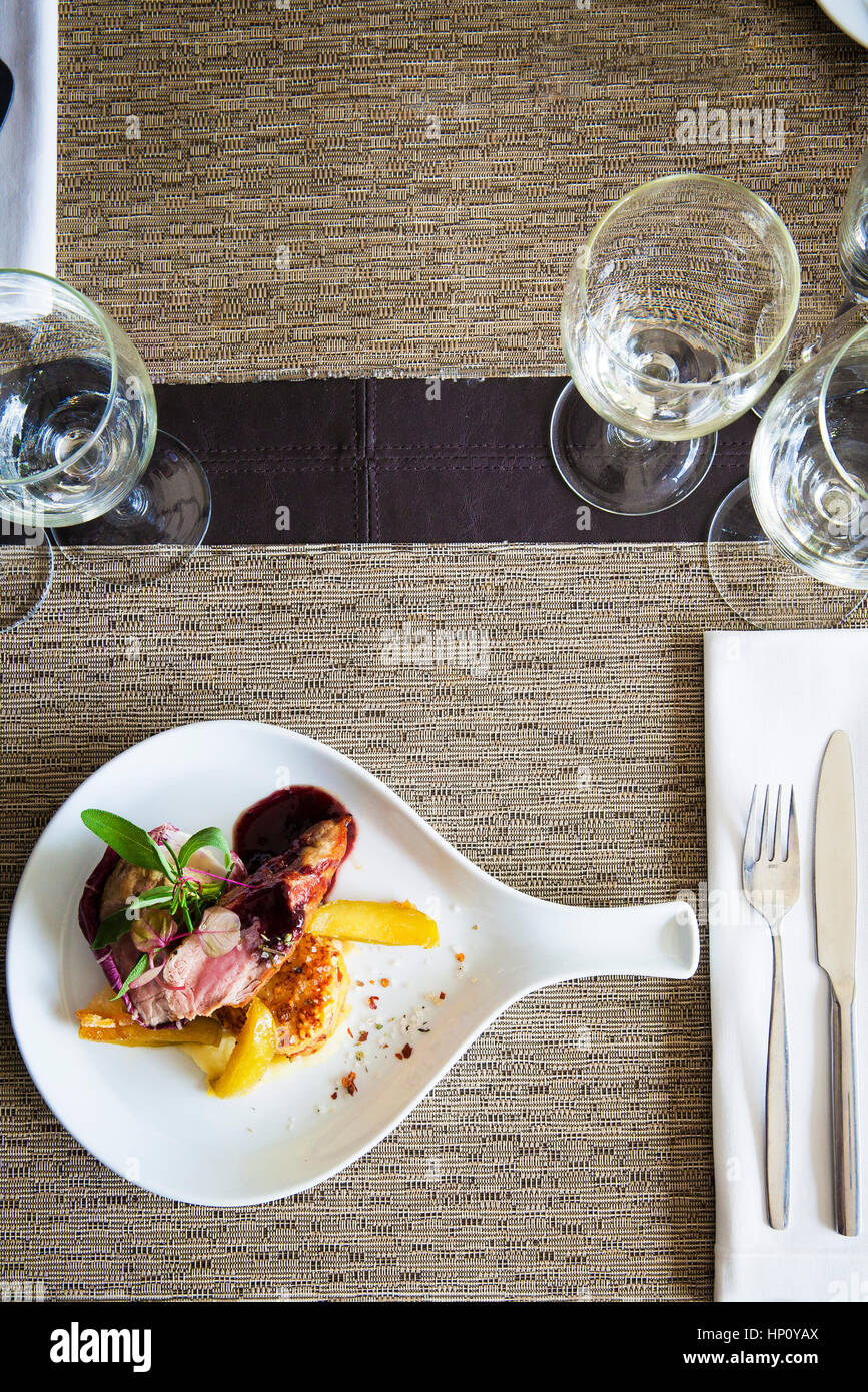 Entree on restaurant table Stock Photo Alamy