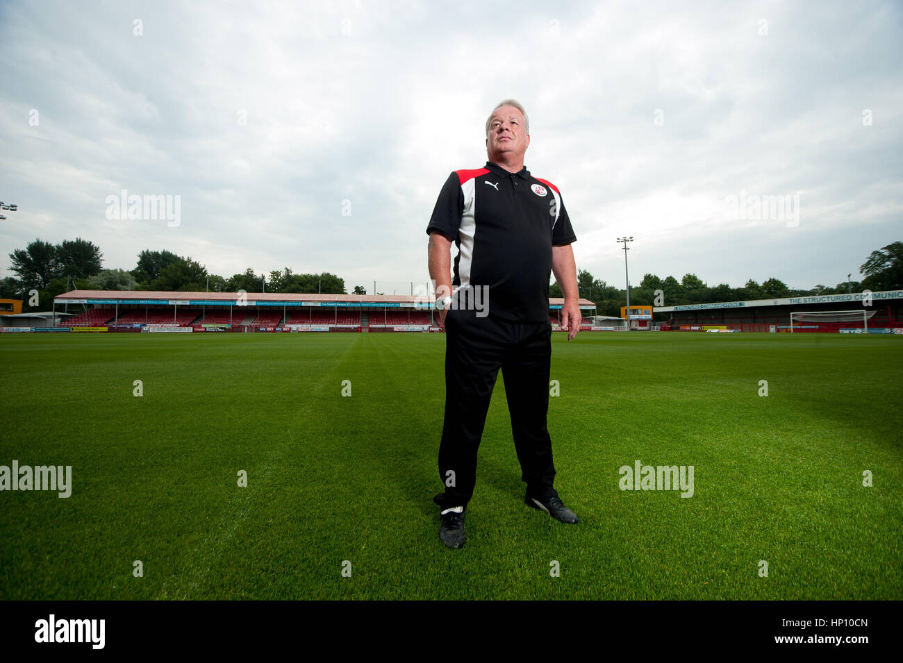 Dermot Drummy - Crawley Town FC manager at the ground. After losing his job at the club he passed away in November 2017. Stock Photo