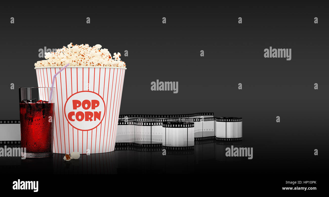 Popcorn and fast food drink. 3Drendering Stock Photo - Alamy