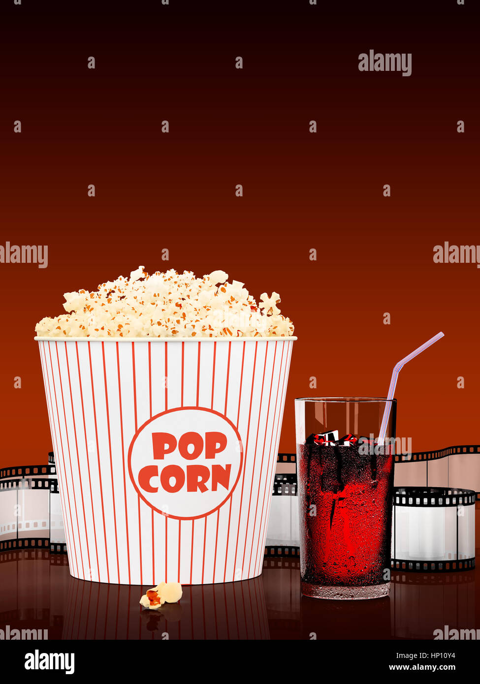 Popcorn and fast food drink. 3Drendering Stock Photo - Alamy