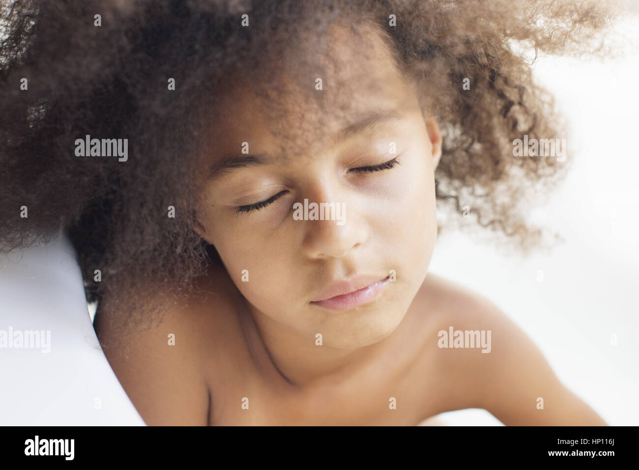 Girl falling asleep during bath Stock Photo Alamy