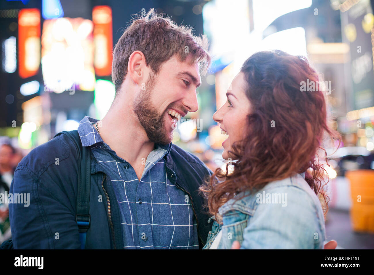 Young couple out on the town having fun together Stock Photo