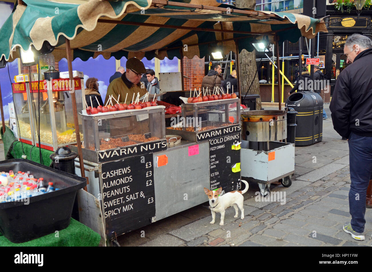 Covent Garden, London, UK, 16 February 2017, Toffee apple and nut