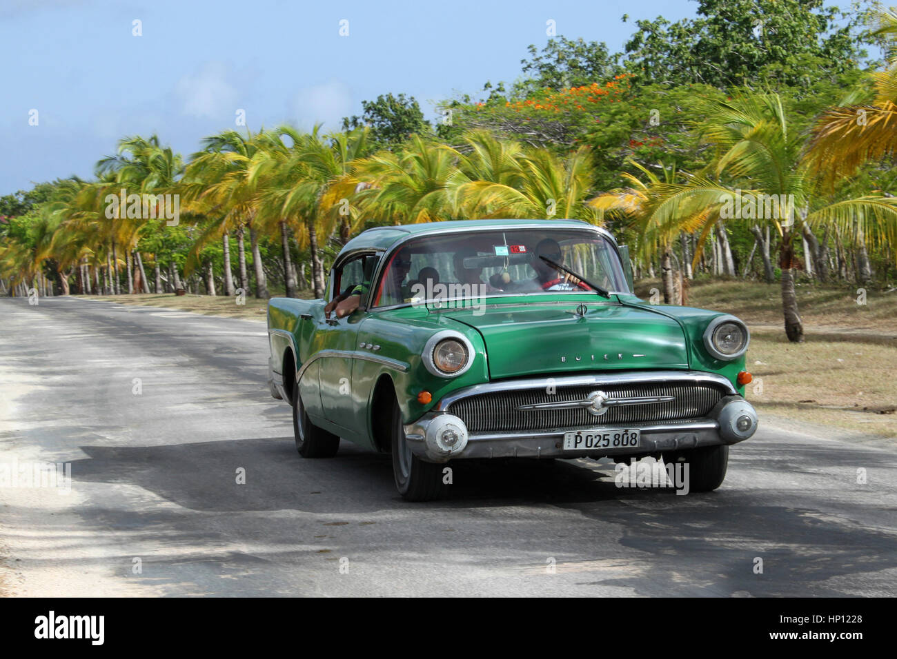 Green 1950's Buick in Cuba Stock Photo