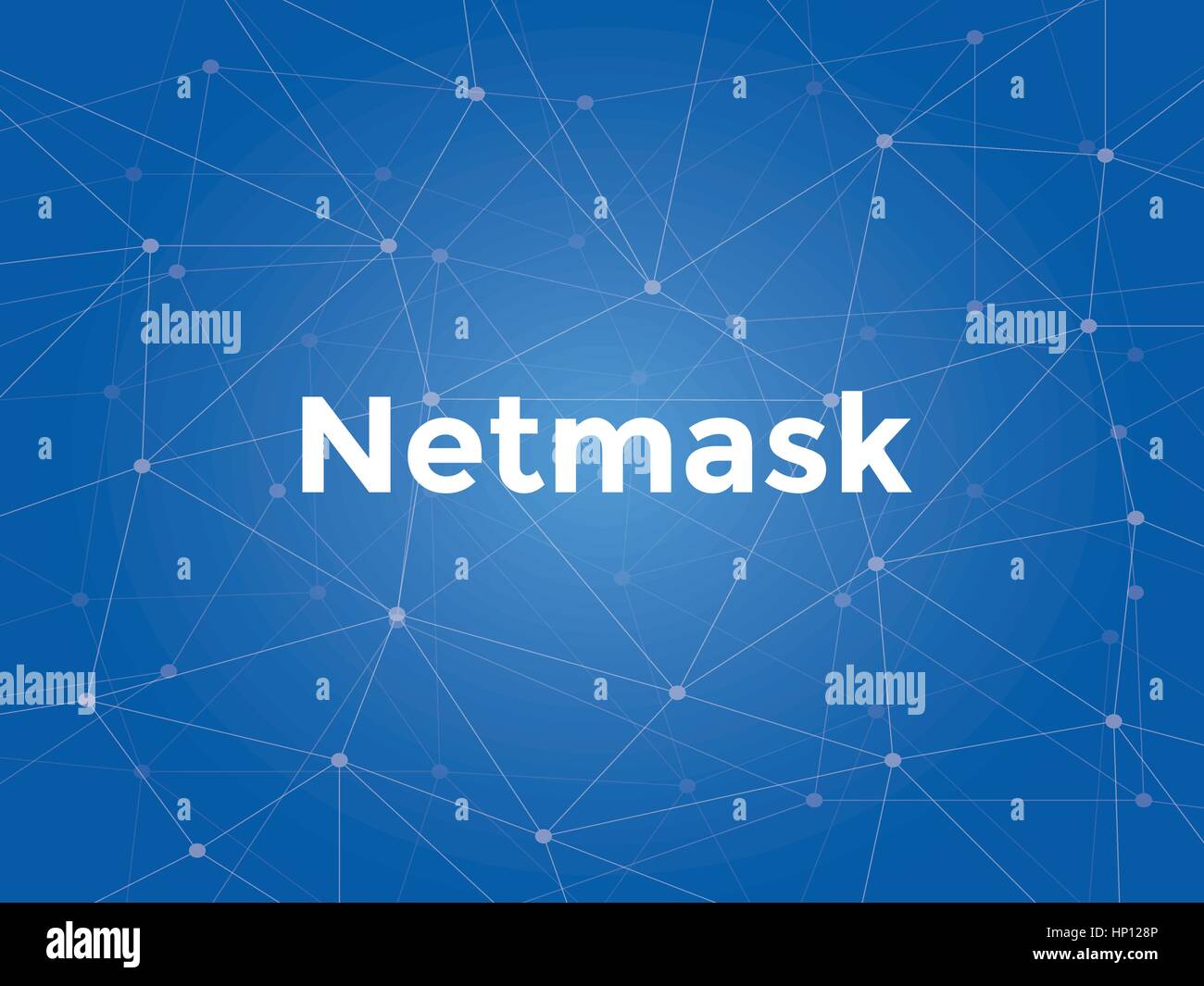 netmask white text illustration with blue constellation map as ...
