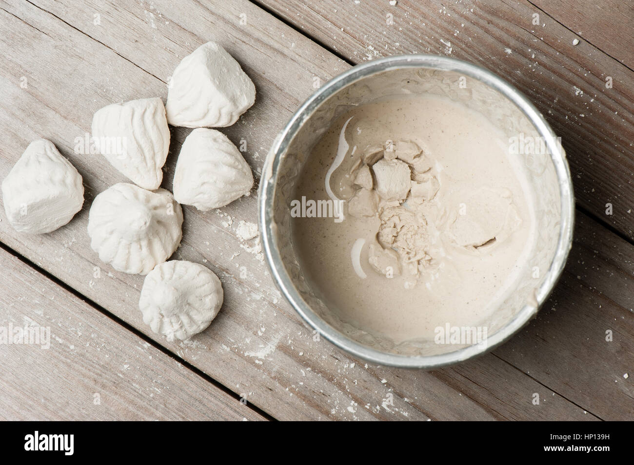 white clay filler or soft-prepared chalk or clay rich in alumina Stock Photo