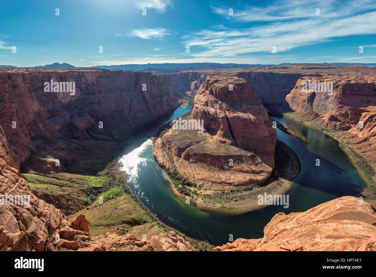 Famous Horseshoe Bend of the Colorado River in northern Arizona Stock Photo