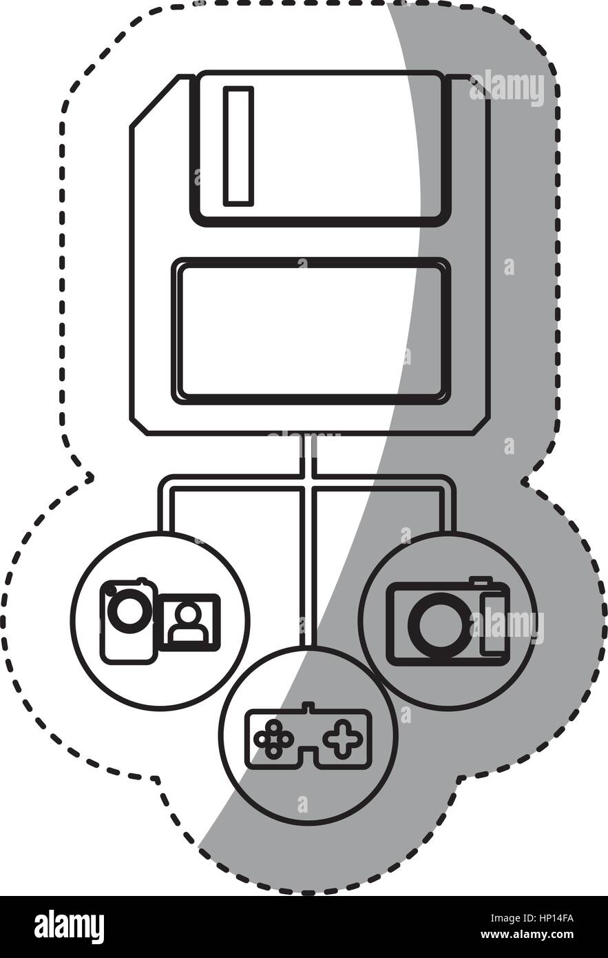 sticker silhouette diskette storage device icon stock vector
