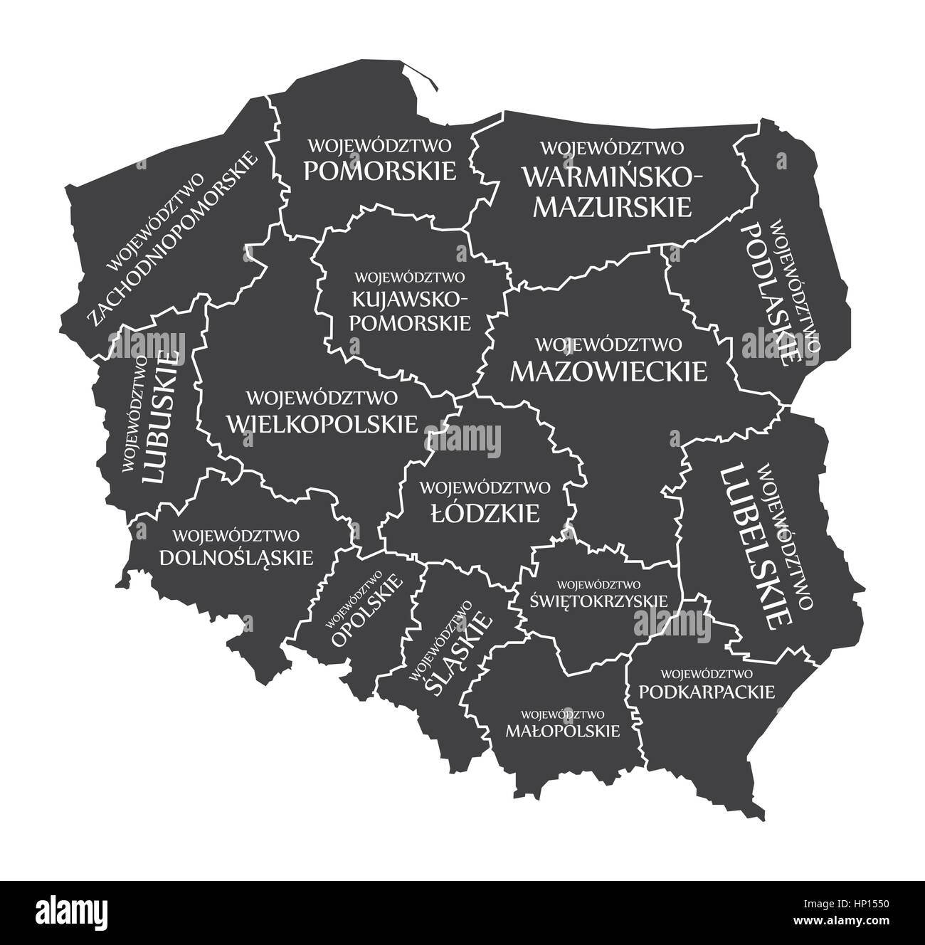 Poland Map labelled black illustration in Polish language Stock Vector ...