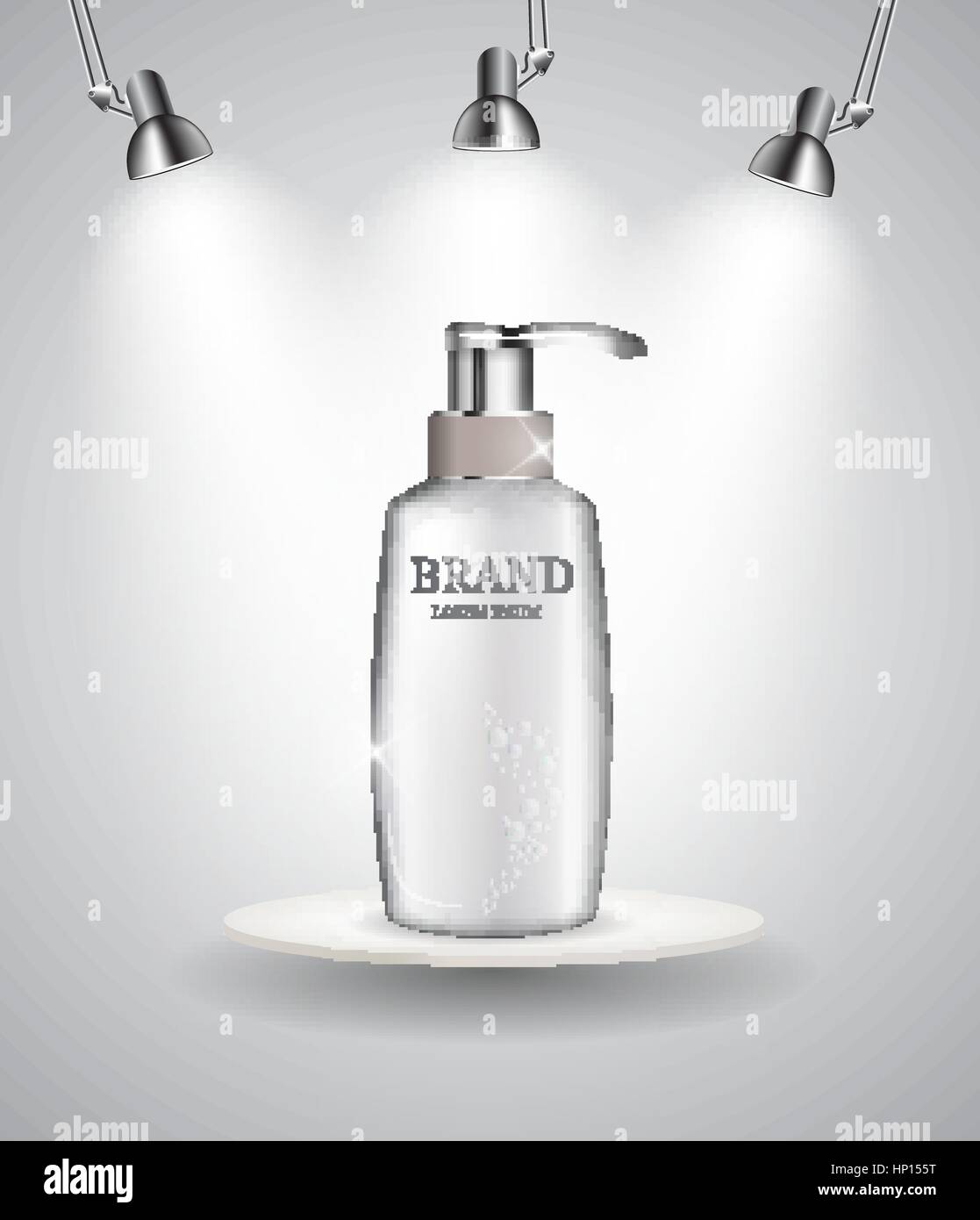 Shower Gel Bottle Template for Ads or Magazine Background. 3D Realistic