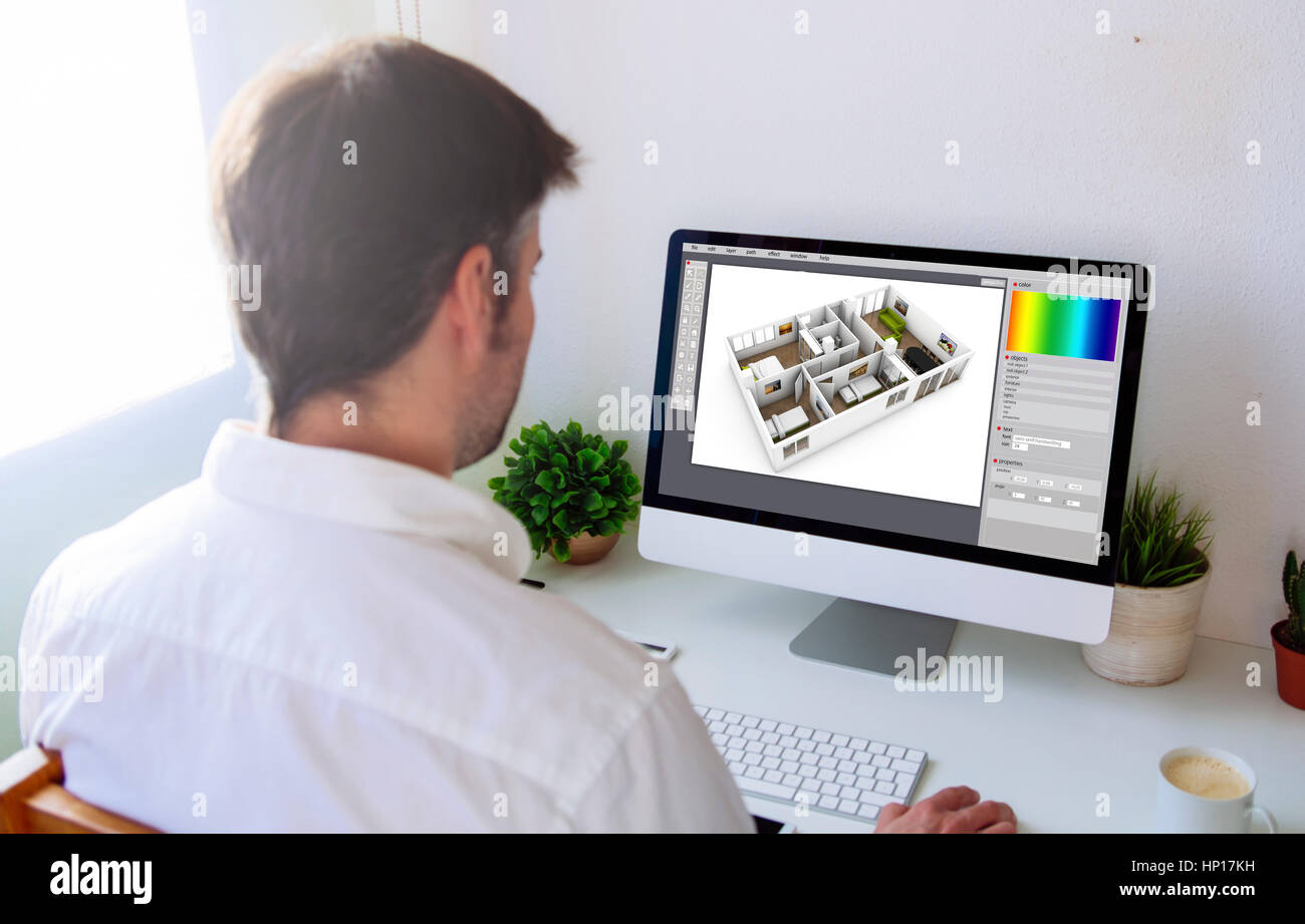 Man designing interior computer hi-res stock photography and images - Alamy