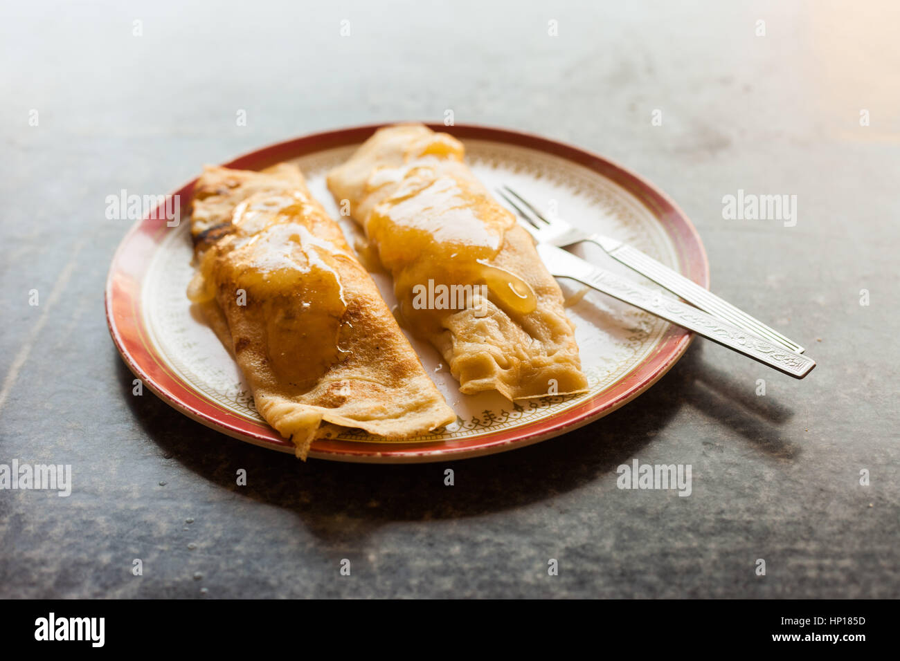 Banana honey pancakes in Nepal Stock Photo Alamy