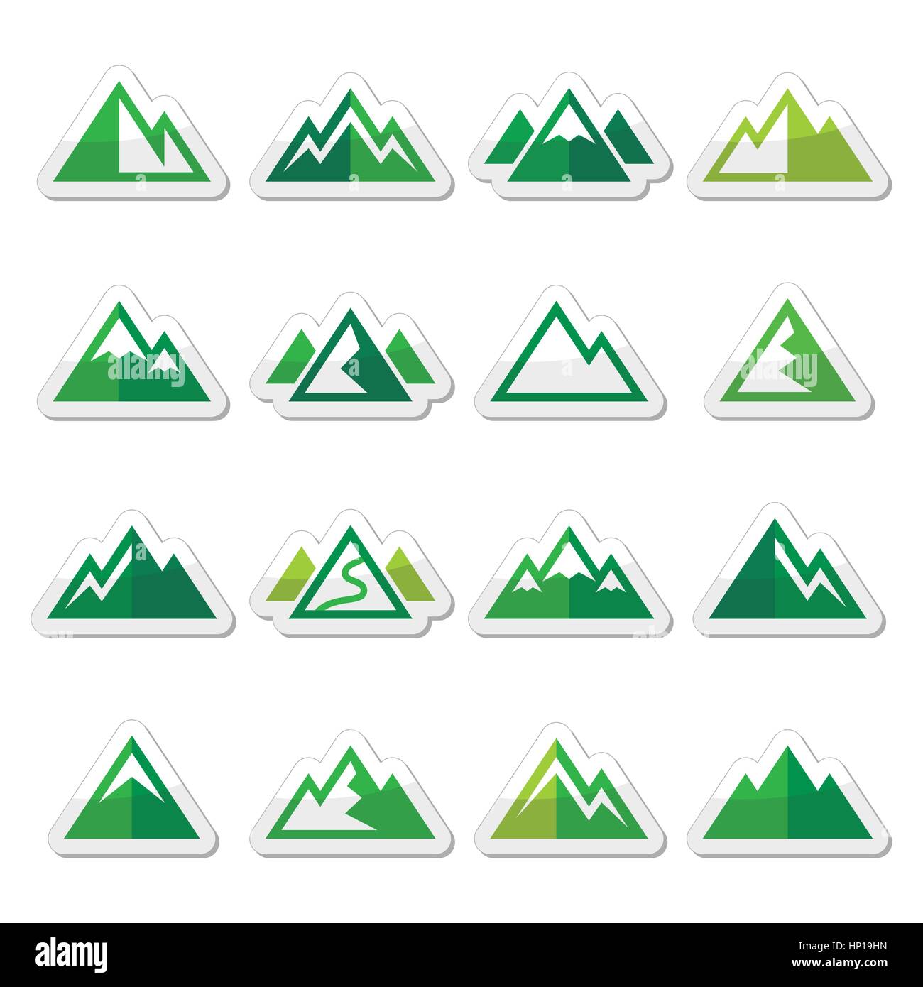 Mountain vector green icons set Stock Vector Image & Art - Alamy