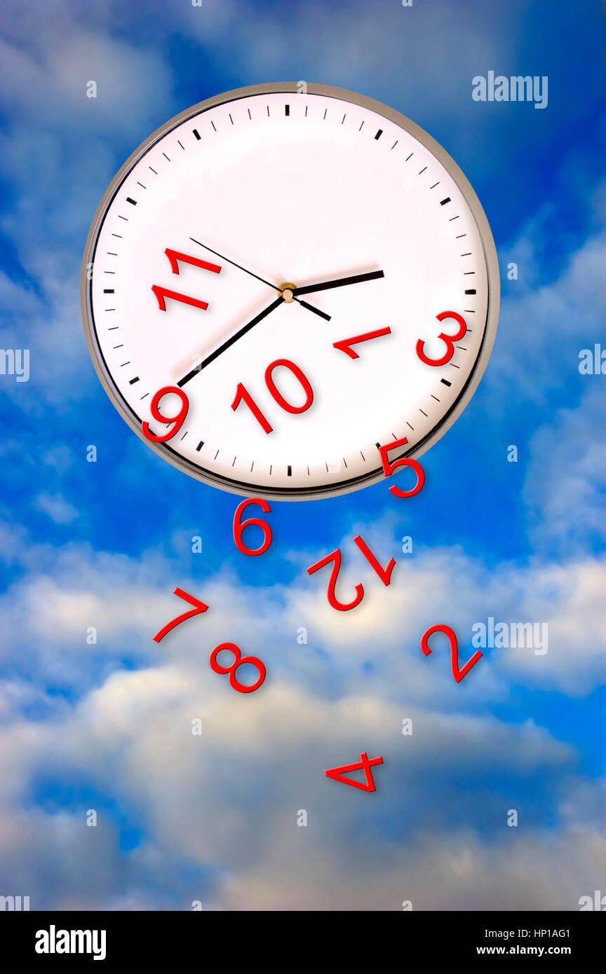 clock with numbers falling down Stock Photo Alamy