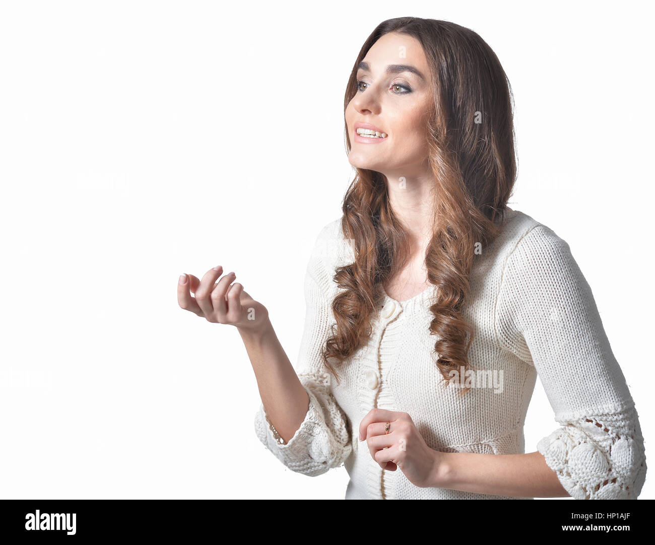 young woman gesticulating Stock Photo