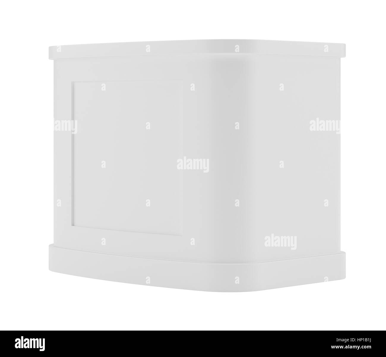 White blank empty showcase displays with retail shelves front view 3D rendering Stock Photo