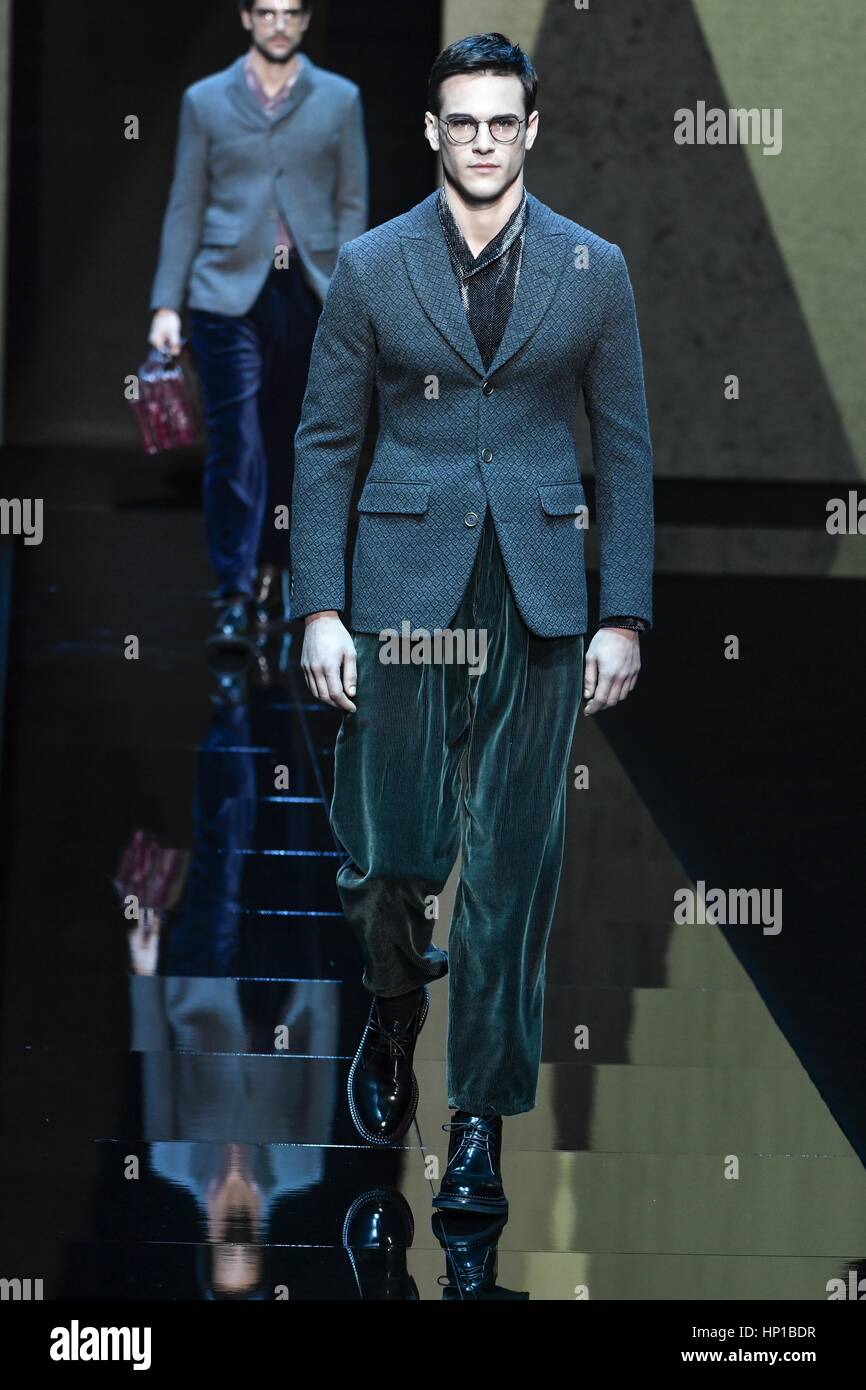 Milan Fashion Week Men's - Giorgio Armani - Catwalk Featuring: Model ...