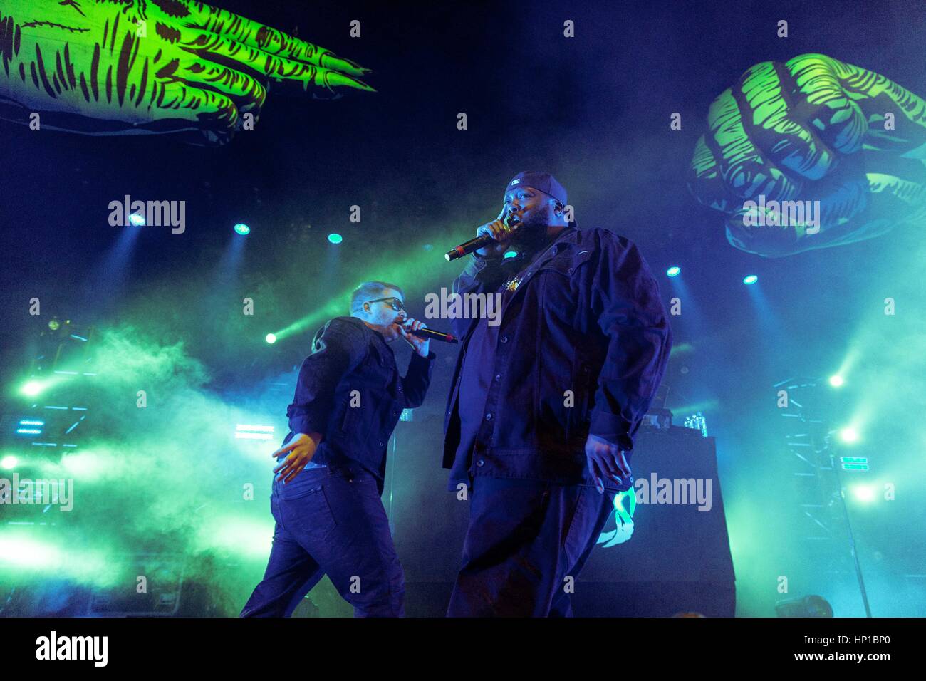 Madison, Wisconsin, USA. 15th Feb, 2017. EL-P (JAIME MELINE) and KILLER MIKE (MICHAEL RENDER) of Run The Jewels at the Orpheum Theater in Madison, Wisconsin Credit: Daniel DeSlover/ZUMA Wire/Alamy Live News Stock Photo