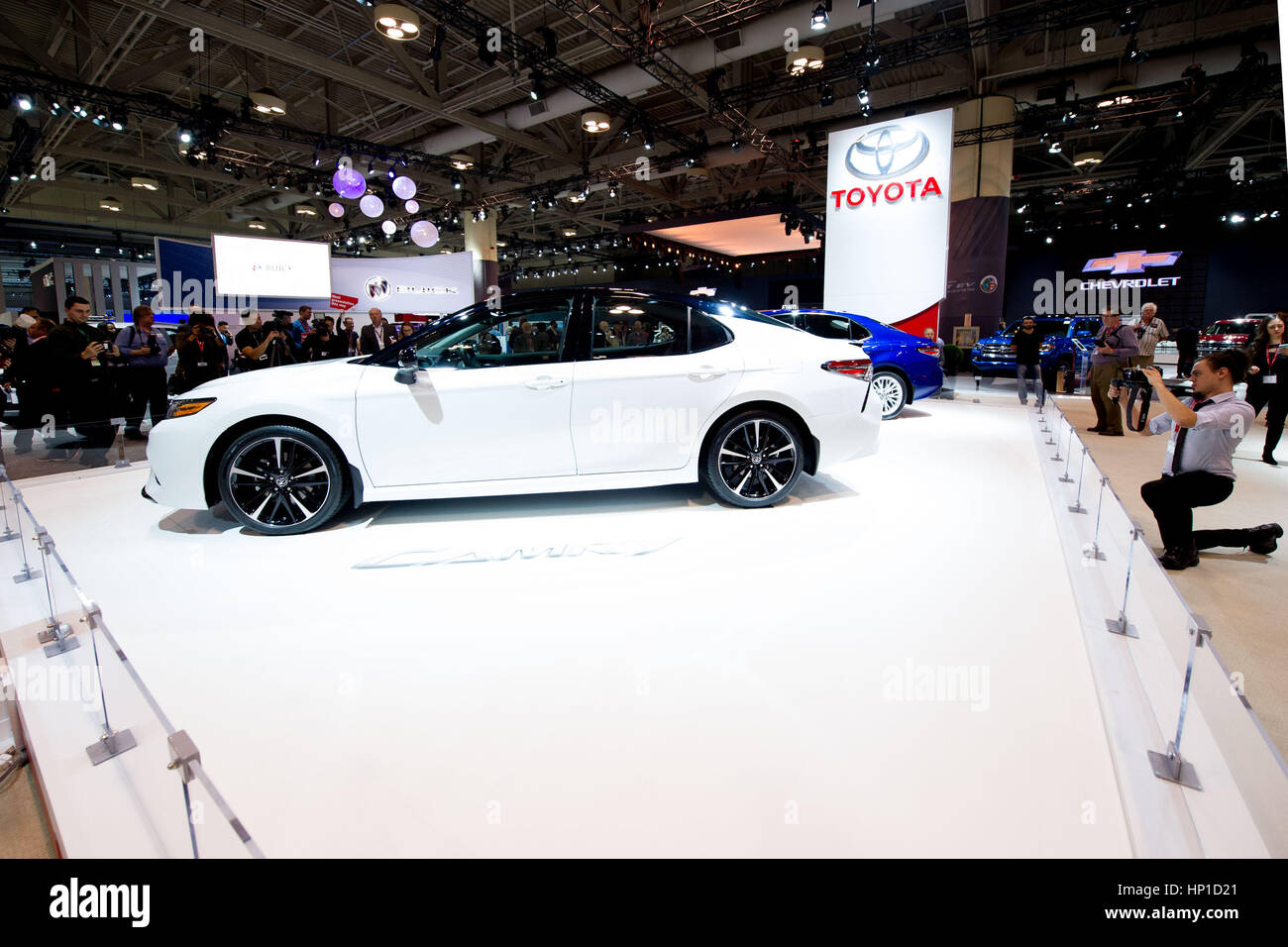Toronto, Canada. 16th February 2017. Toyota unveils the all new Camry  during 2017 Canadian International Auto Show media preview day at the Toronto Metro Convention Centre. Dominic Chan/EXimages/Alamy Live News Stock Photo