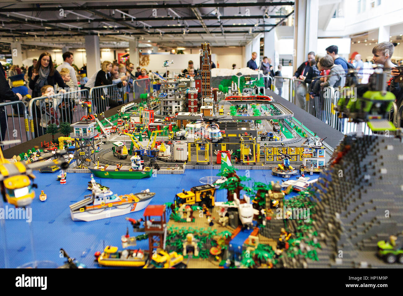 Copenhagen, Denmark. 17th Feb, 2017. Children and adults of all ages go  crazy at the annual LEGO World event in Bella Center Copenhagen. The LEGO  Group is the largest toy company by