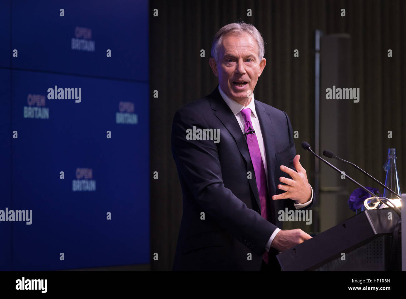 London, UK. 17th Feb 2017. Tony Blair makes a keynote speech about