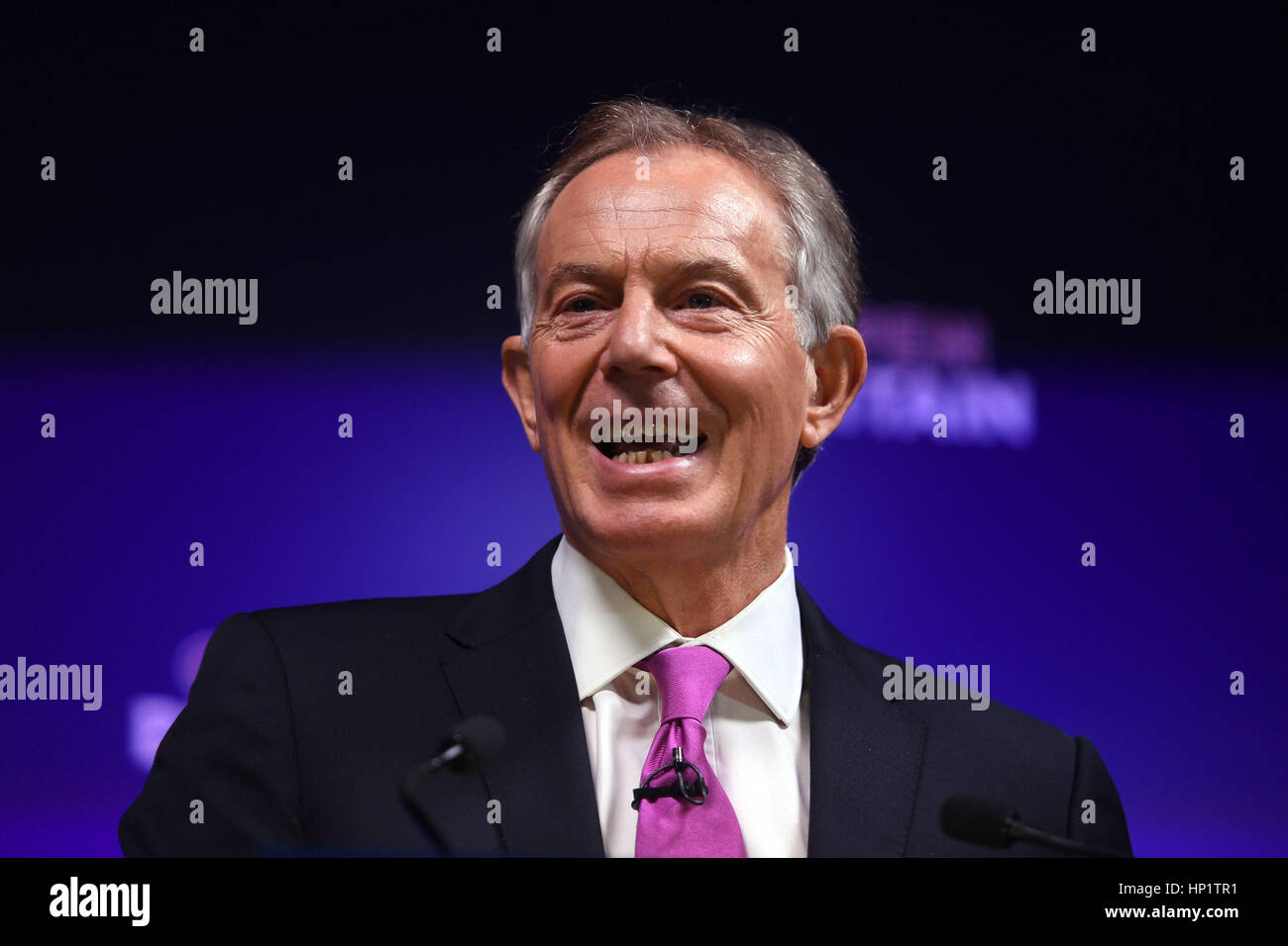 Former Prime Minister Tony Blair during his speech on Brexit at an Open Britain event in central London. Stock Photo