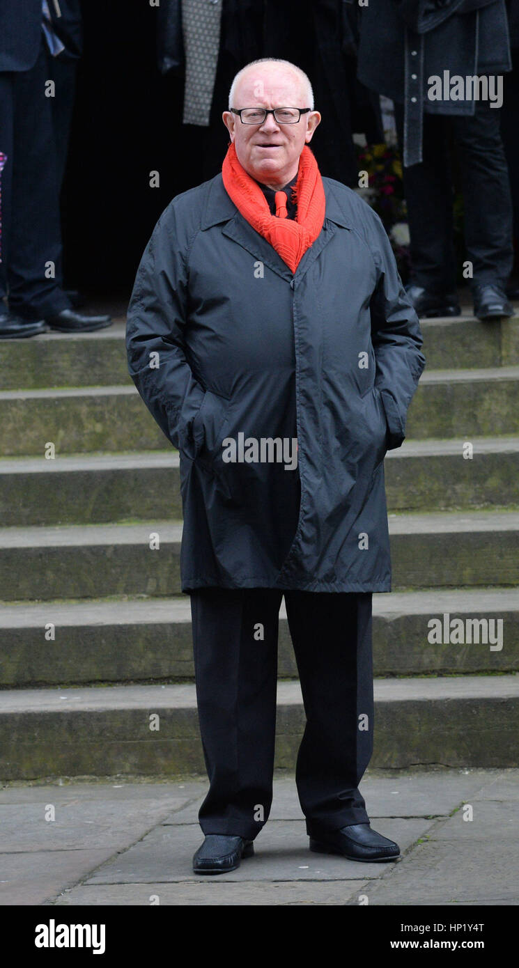 Actor Ken Morley leaves Huddersfield Parish Church, following the funeral service of 'Allo 'Allo star Gorden Kaye. Stock Photo